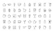 coffee and drinks icon set, line style