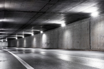  Highway tunnel. Interior of an urban tunnel without traffic.