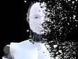 3D rendering of male robot head that shatters.