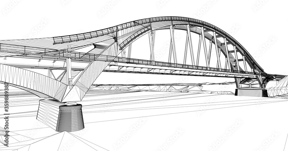 The BIM model of the bridge of wireframe view Stock Illustration ...