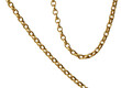 Fragment of a yellow metal chain on a white background. Isolated