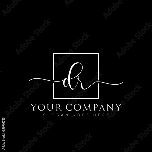 Fotografía initial DR branding logo collections, handwriting logo of initial signature, wed