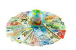 Banknoten verschiedener Länder, Globus