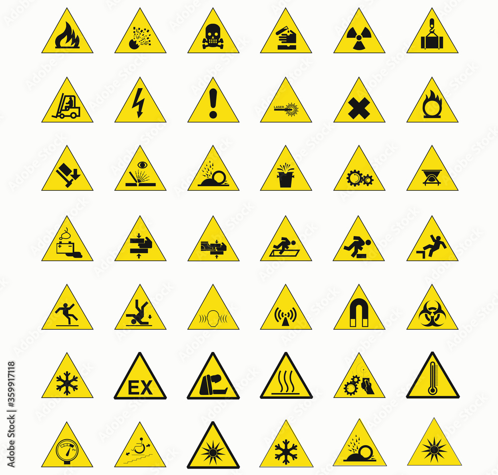 ISO 7010 SIGN WARNING SET SYMBOL SAFETY Stock Vector | Adobe Stock