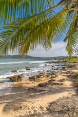 Wall Mural - Stones beach old pier, saracen bay beach, Koh Rong Samloem island, Sihanoukville, Cambodia.