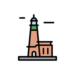 Poster - Navigational, lighthouse icon. Simple color with outline vector elements of pharos icons for ui and ux, website or mobile application