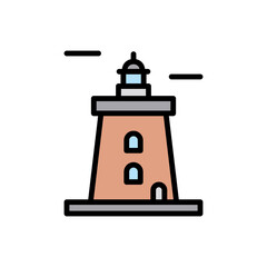Poster - Navigational, lighthouse icon. Simple color with outline vector elements of pharos icons for ui and ux, website or mobile application