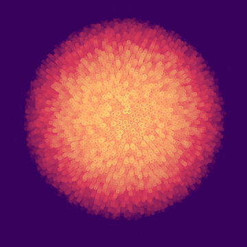 3d rendering circle shape with randomly arranged multi colored stalks