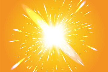Wall Mural - warm sun on a yellow background. summer. glare. solar rays.