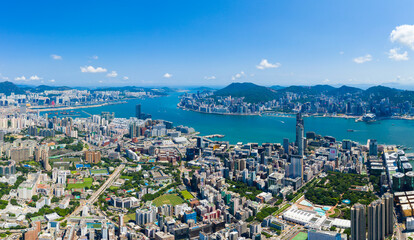 Canvas Print - Aerial view of Hong Kong city