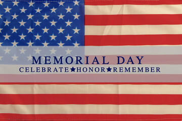 American Flag With Memorial Day Text. Usa Flag Grunge Background, For 4Th July, Memorial Day