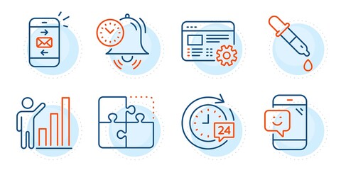 Poster - chemistry pipette, 24h delivery and smile signs. web settings, graph chart and time management line 