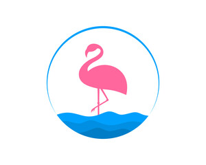 Poster - Flamingo with water inside the circle