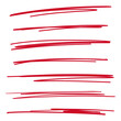 Set of hand drawn red lines. Vector collection of underline, emphasis, scribble brush strokes.