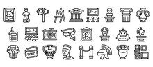 Museum Icons Set. Outline Set Of Museum Vector Icons For Web Design Isolated On White Background