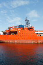Antarctic Delivery Ship Berthed In Harbour