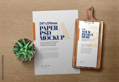 Download Paper Menu On Wood Cutting Board Mockup Buy This Stock Template And Explore Similar Templates At Adobe Stock Adobe Stock PSD Mockup Templates
