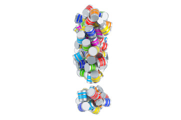 Poster - Exclamation mark from colored paint cans, 3D rendering