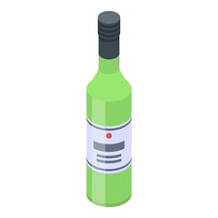 Wall Mural - Green wine bottle icon. Isometric of green wine bottle vector icon for web design isolated on white background