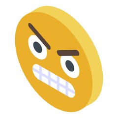 Canvas Print - Yellow emoji rage icon. Isometric of yellow emoji rage vector icon for web design isolated on white background