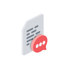 Fototapete - Document chat bubbles. Vector 3d isometric, color web icon, new flat style. Creative illustration design, isolated graphic idea for infographics.