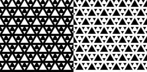 Wall Mural - White And Black Seamless Abstract Background With Geometric Shapes Vector Illustration Pattern