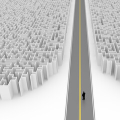 Poster - Maze concept, challenge and human choices theme. Original 3d rendering