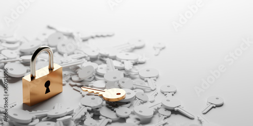 Fotografía Padlock with infinite keys, metaphor of problems, solutions and risk management