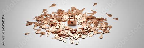 Fotomural Padlock with infinite keys, metaphor of problems, solutions and risk management