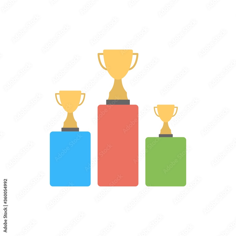 Gold, silver and bronze trophy icon. First, second and third place ...