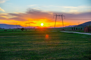 Poster - sunset in the field