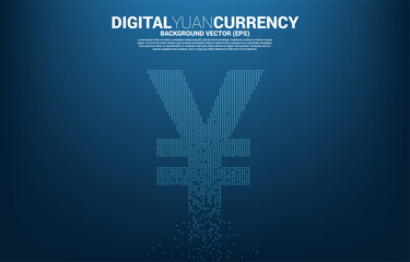Poster - Vector money Chinese yuan and Japanese yen currency icon from pixel transform. Concept for digital yuan china currency.