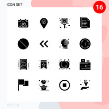 Pack Of 16 Modern Solid Glyphs Signs And Symbols For Web Print Media Such As Cancel, Listing, Check, List, Check