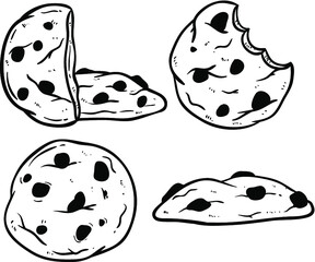 chocolate chips cookie or biscuit with doodle art