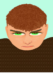 Bully boy mean-looking fearsome face cartoon