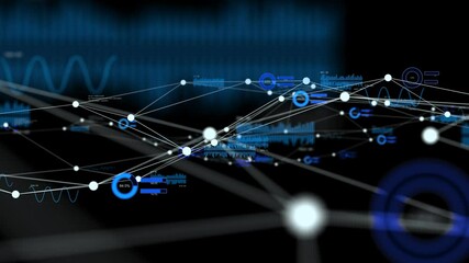 Fototapete - Communication network concept. IoT (Internet of Things). Data analytics.