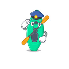 Sticker - A handsome Police officer cartoon picture of canoe with a blue hat