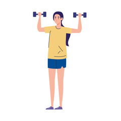 Sticker - woman with weights, heavy equipment, sport and leisure