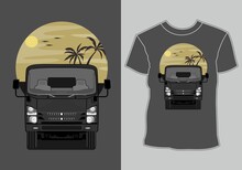 A Truck With A Beach View,t Shirt Design