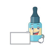 Wall Mural - Cartoon character style of hair oil holding a white board