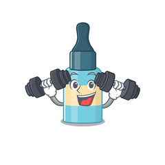 Wall Mural - Muscular hair oil mascot design with barbells during exercise