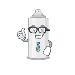 Wall Mural - cartoon mascot style of hair spray Businessman with glasses and tie