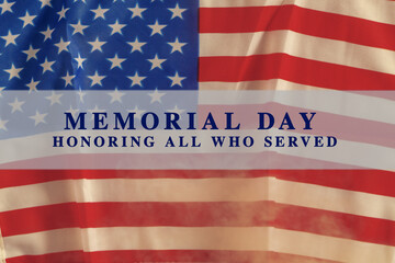 American Flag With Memorial Day Text. Usa Flag Grunge Background, For 4Th July, Memorial Day