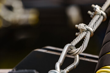 snap hook and steel rope, machine detail