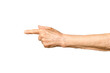 © Mike Sagan - Old lady arm on a white background. Hand of elderly woman indicates direction