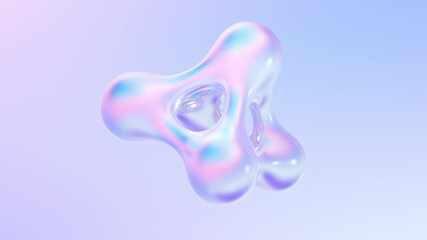 Aufkleber - Splash of holographic liquid metal. Abstract 3d pearlescent gradient drop fluid shape. Abstract animated background. 4K seamless loop 3D animation with alpha matte.