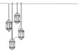 © Simple Line - Ramadan Kareem greeting card, banner, and poster design. One single line drawing of Islamic lantern lamps ornament hanging on wire with white background. Continuous line draw vector illustration