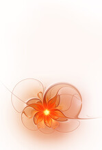 Vertical Illustration. Beautiful Orange Fractal Flower On A Light Background.