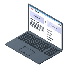 Poster - Laptop translator icon. Isometric of laptop translator vector icon for web design isolated on white background