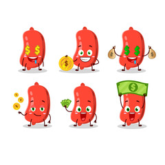 Canvas Print - Sausage cartoon character with cute emoticon bring money